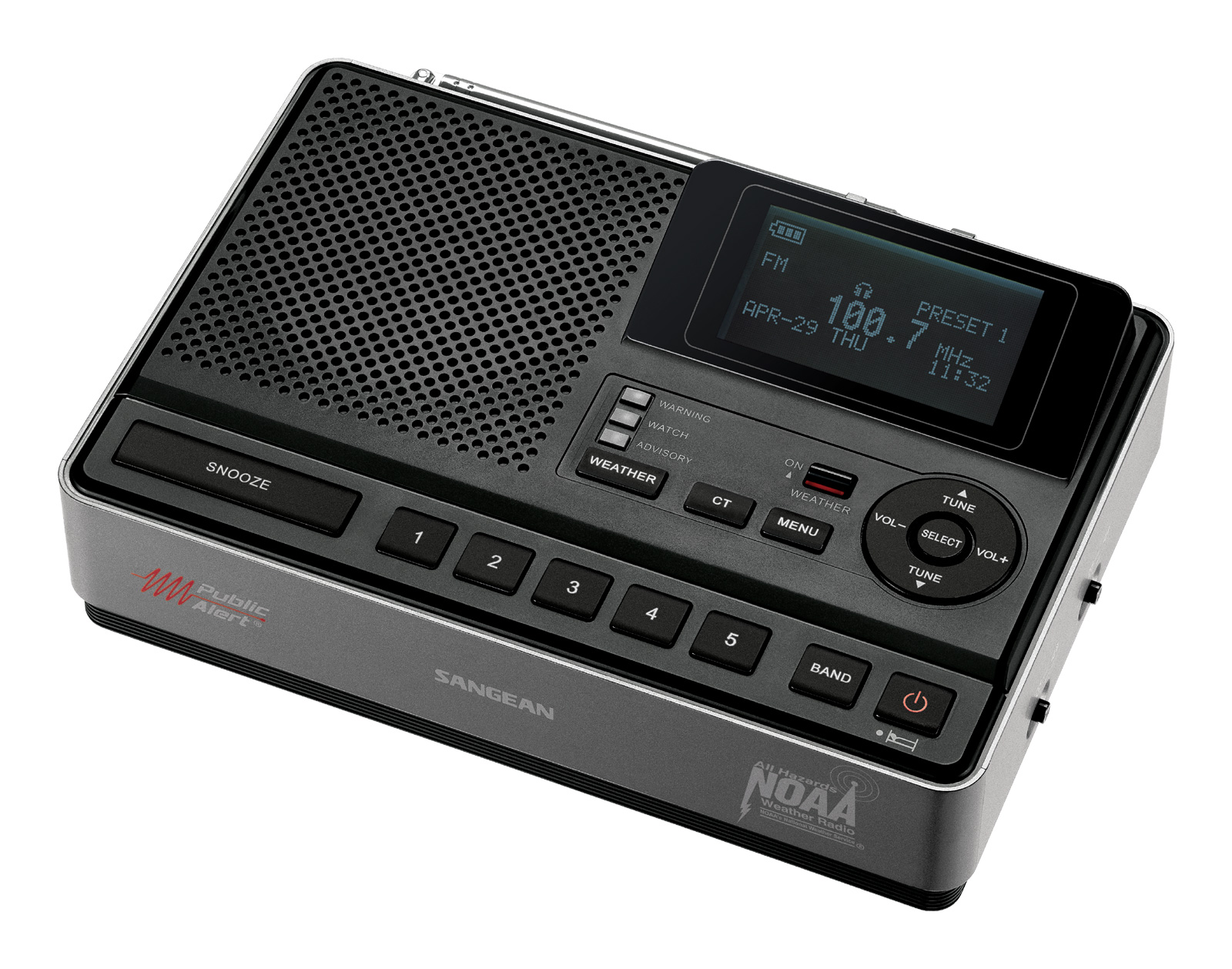 Radio-réveil AM / FM RBDS, Météo et Public Alert CL-100